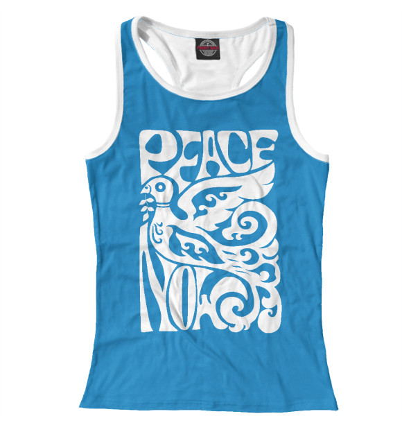 Женская майка-борцовка с изображением Голубь Мира Peace цвета Белый