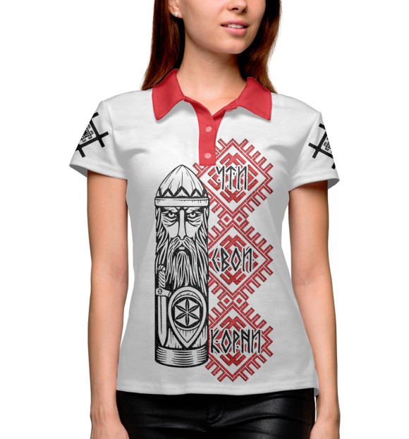 Женское поло с изображением Язычество славян цвета Белый