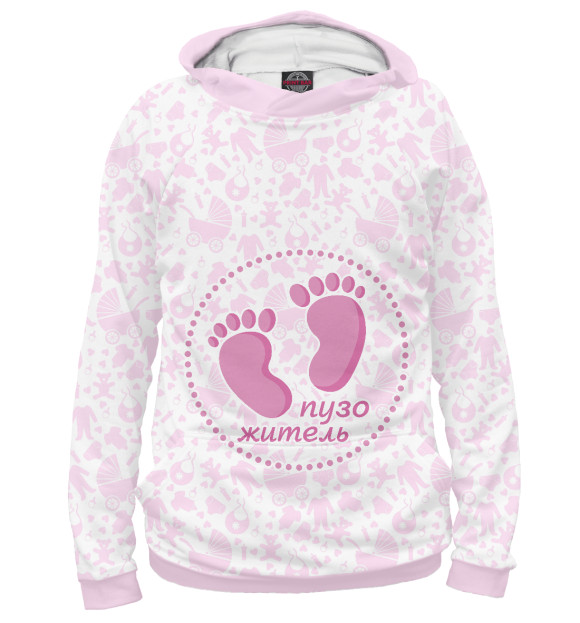 Мужское худи с изображением ПузоЖитель цвета Белый