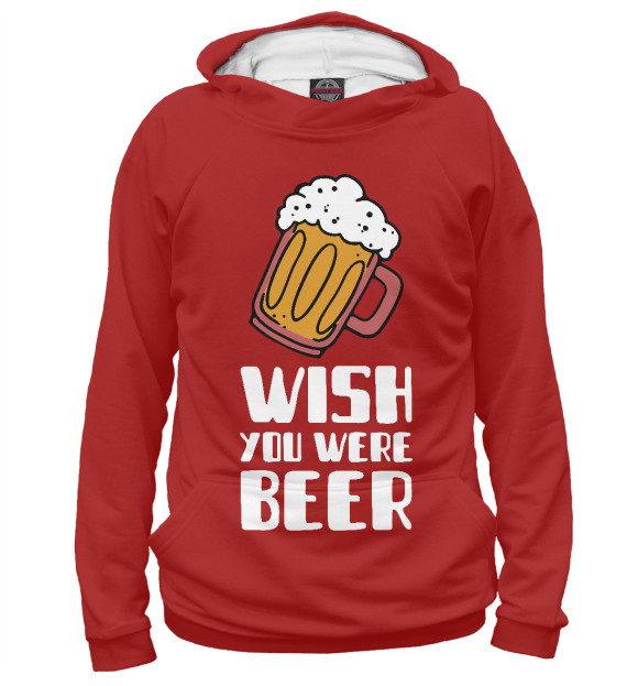 Женское худи с притом Любитель пива цвета Белый Женское худи с изображением Любитель пива цвета Белый