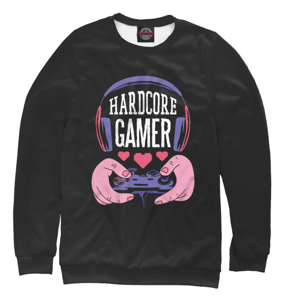 Свитшот для мальчиков с изображением Hardcore gamer цвета Белый