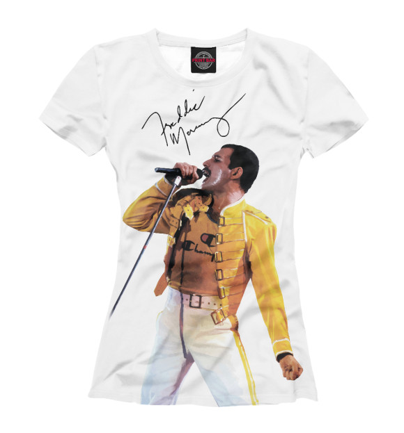 Женская футболка с изображением Freddie Mercury цвета Белый