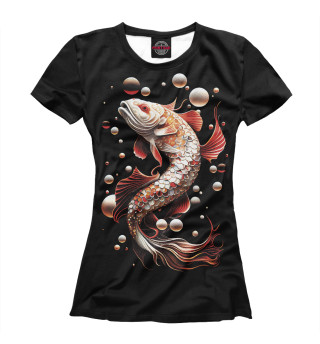 Женская футболка Сказочная рыбка белый дракон