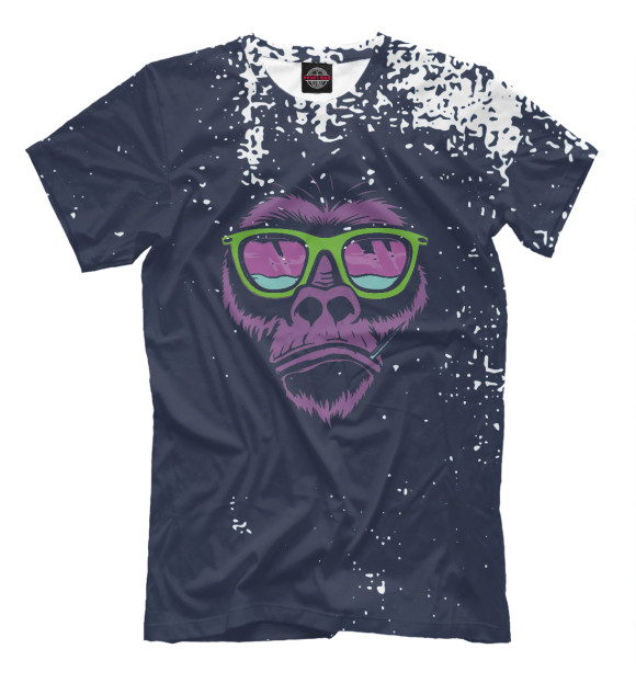 Мужская футболка с изображением Cool Monkey цвета Белый