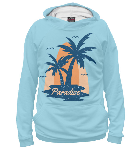 Мужское худи с изображением Paradise цвета Белый