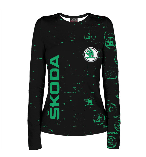 Женский лонгслив с изображением Skoda цвета Белый