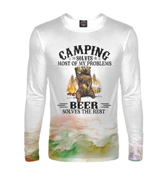 Мужской лонгслив с изображением Camping Solves Most Of Beer цвета Белый