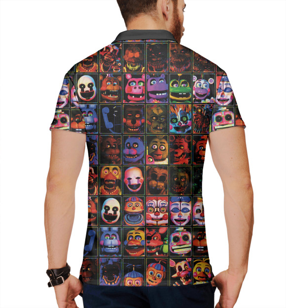 Мужское поло с изображением Five Nights at Freddy's цвета Белый