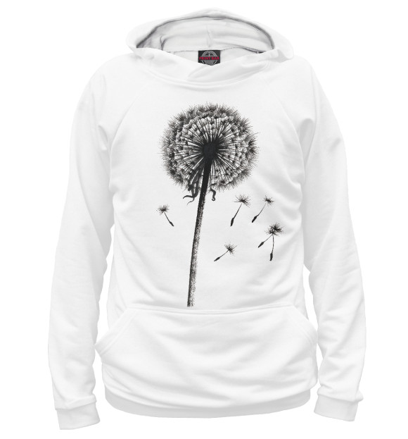 Мужское худи с изображением Одуванчик цвета Белый