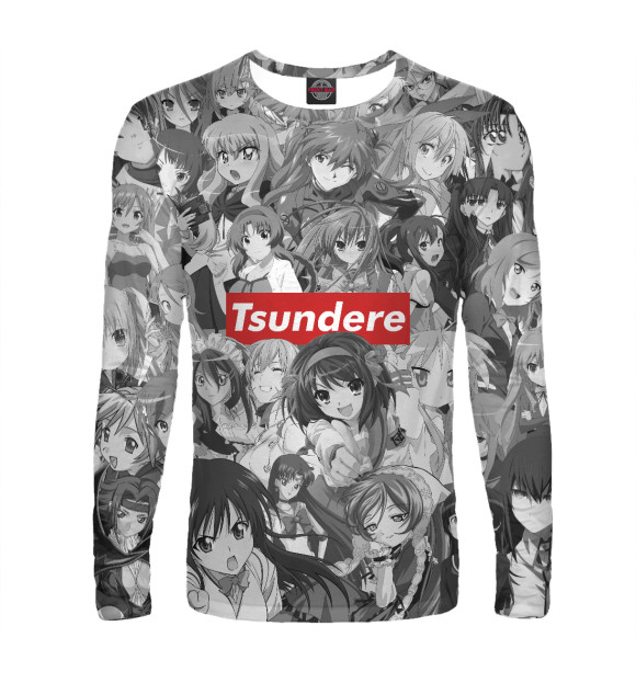 Мужской лонгслив с изображением Anime Tsundere цвета Белый