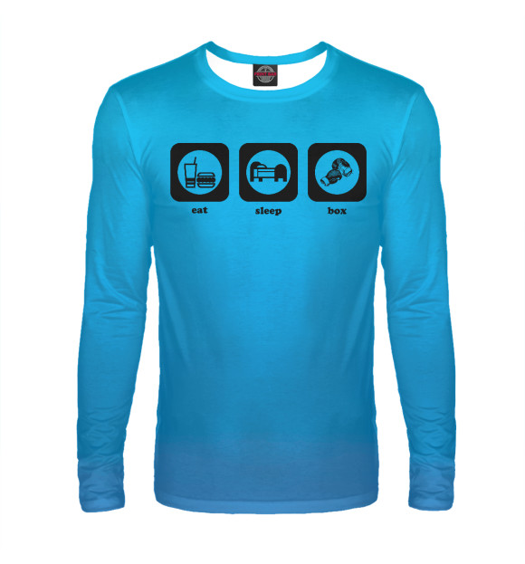 Мужской лонгслив с изображением Eat. Sleep. Box. цвета Белый