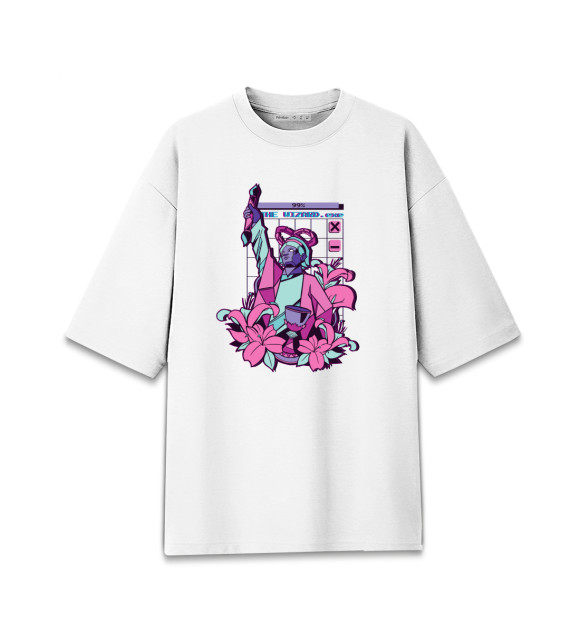 Женская футболка оверсайз с изображением Vaporwave Wizard цвета Белый