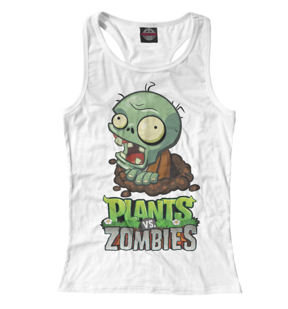 Женская майка-борцовка с изображением Plants vs. Zombies цвета Белый