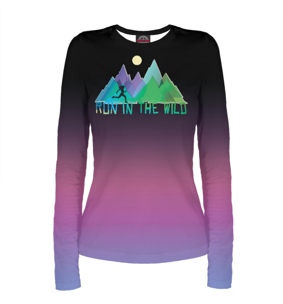 Женский лонгслив с изображением Run цвета Белый