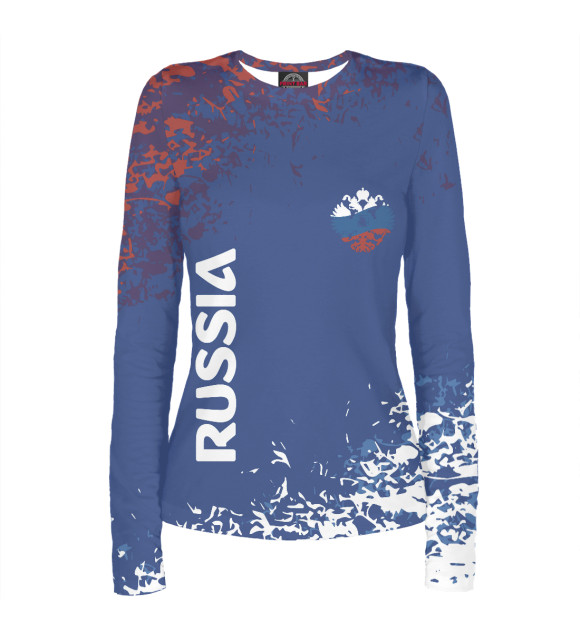 Женский лонгслив с изображением RUSSIA цвета Белый