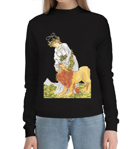 Женский хлопковый свитшот с изображением Таро Уэйта - Сила цвета Черный