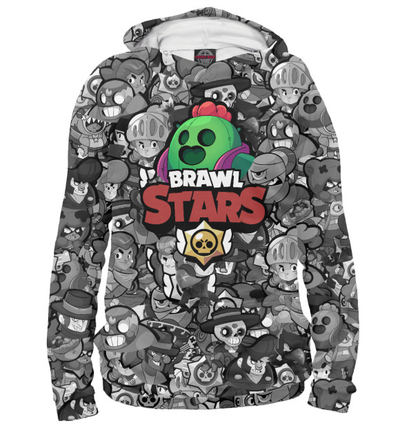 Мужское худи с изображением Brawl Stars Spike цвета Белый