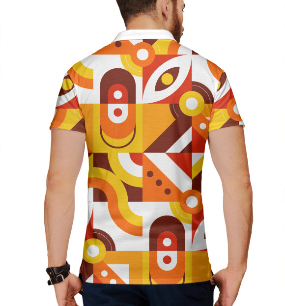 Мужское поло с изображением Pattern - retro orange цвета Белый