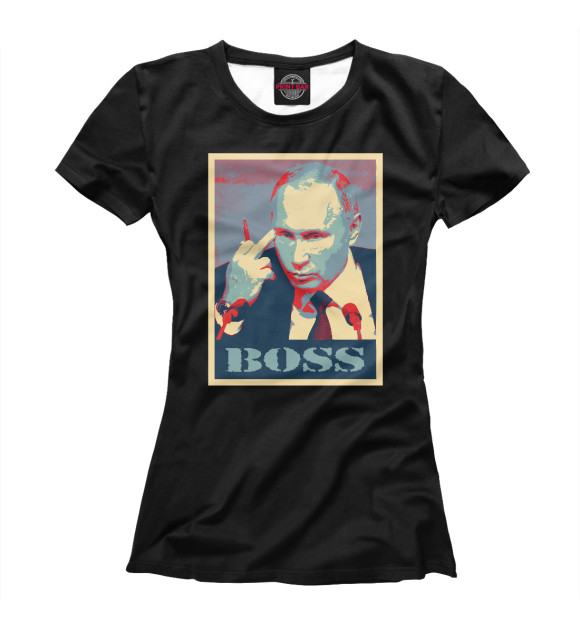 Женская футболка с изображением Putin Boss цвета Белый