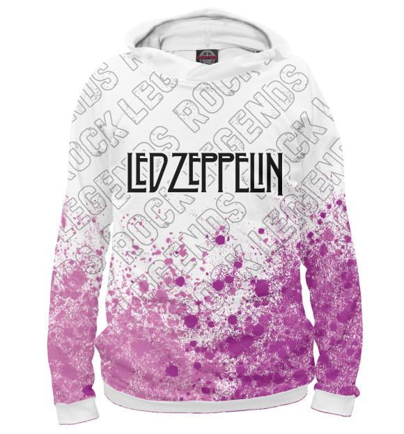 Худи для девочки с изображением Led Zeppelin Rock Legends (purple) цвета Белый