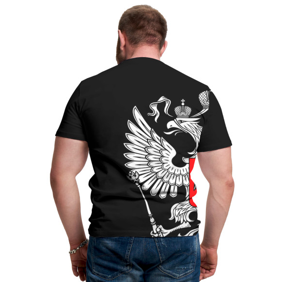 Мужская футболка с изображением Россия Exclusive Black цвета Белый