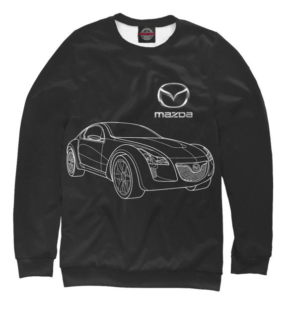 Свитшот для девочек с изображением Mazda / Мазда цвета Белый
