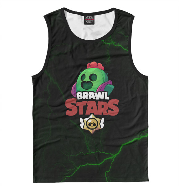 Майка для мальчика с изображением Brawl Stars: Spike цвета Белый