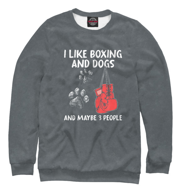 Мужской свитшот с изображением I Like Boxing And Dogs And цвета Белый