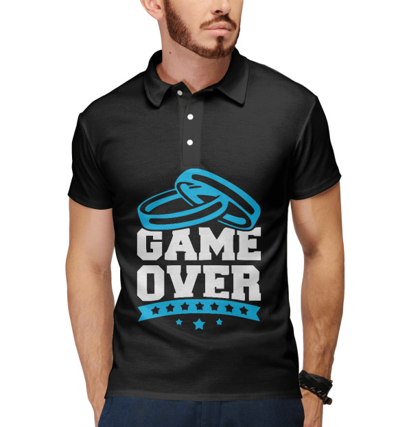 Мужское поло с притом GAME OVER цвета Белый Мужское поло с изображением GAME OVER цвета Белый
