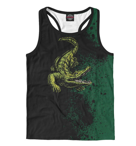 Мужская майка-борцовка с изображением Vintage Crocodile цвета Белый