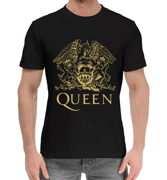 Мужская хлопковая футболка с изображением Queen цвета Черный