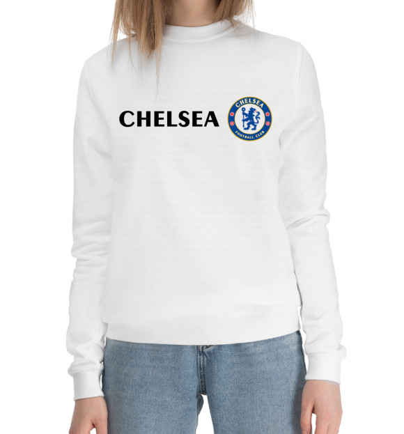 Женский хлопковый свитшот с изображением Chelsea цвета Белый