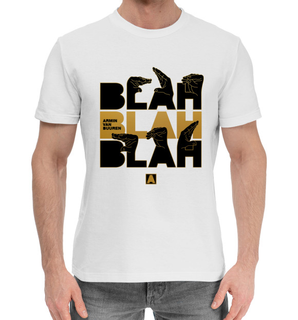 Мужская хлопковая футболка с изображением BlahBlahBlah цвета Белый