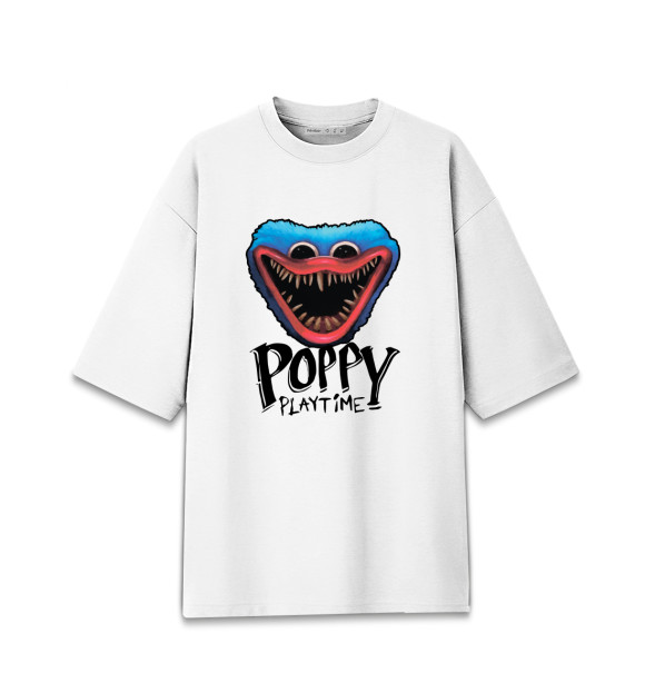 Женская футболка оверсайз с изображением Poppy Playtime цвета Белый