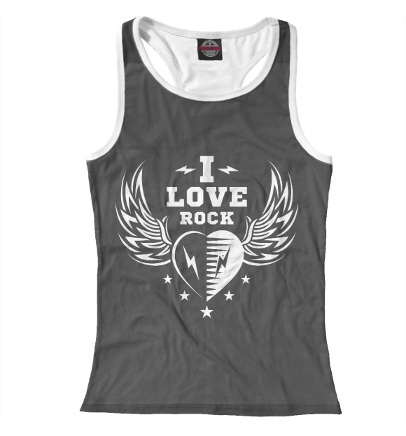 Женская майка-борцовка с изображением I love Rock цвета Белый