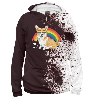 Мужское худи Corgi With Rainbow