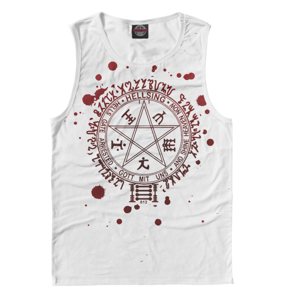 Майка для мальчика с изображением Хеллсинг, Печать Кромвеля цвета Белый