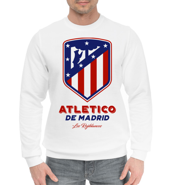 Мужской хлопковый свитшот с изображением Атлетико Мадрид цвета Белый