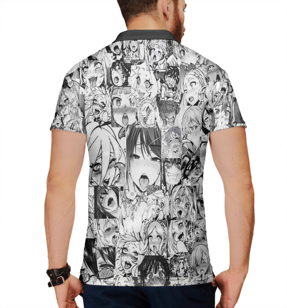 Мужское поло с изображением Ahegao | Ахэгао цвета Белый