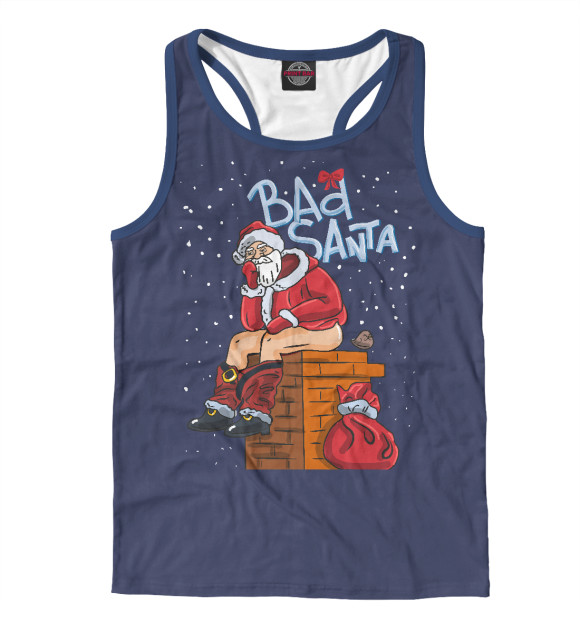 Мужская майка-борцовка с изображением Плохой Санта цвета Белый