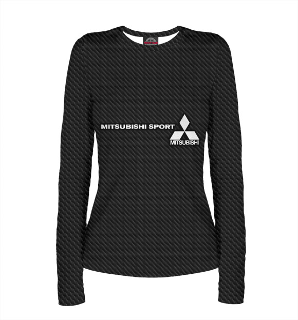 Женский лонгслив с изображением Mitsubishi carbon цвета Белый