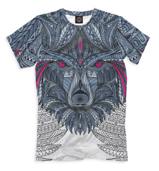 Мужская футболка Волк из узоров