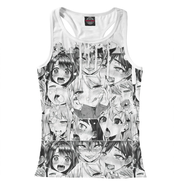 Женская майка-борцовка с изображением Ahegao цвета Белый