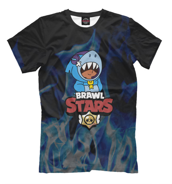 Мужская футболка с изображением Brawl Stars: Leon Shark цвета Белый