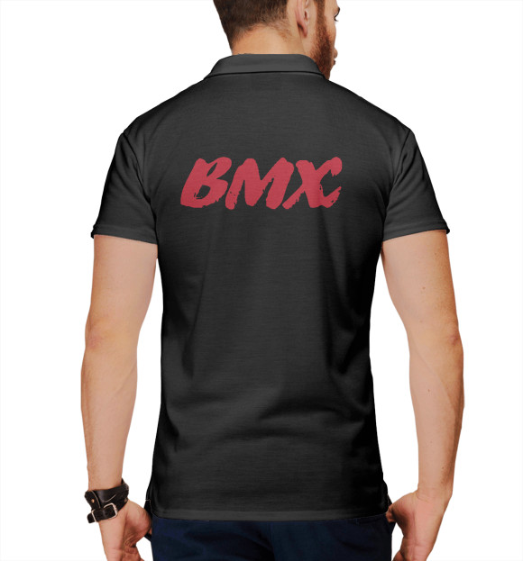 Мужское поло с изображением BMX цвета Белый