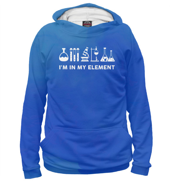 Мужское худи с изображением Im In My Element Chemistry цвета Белый