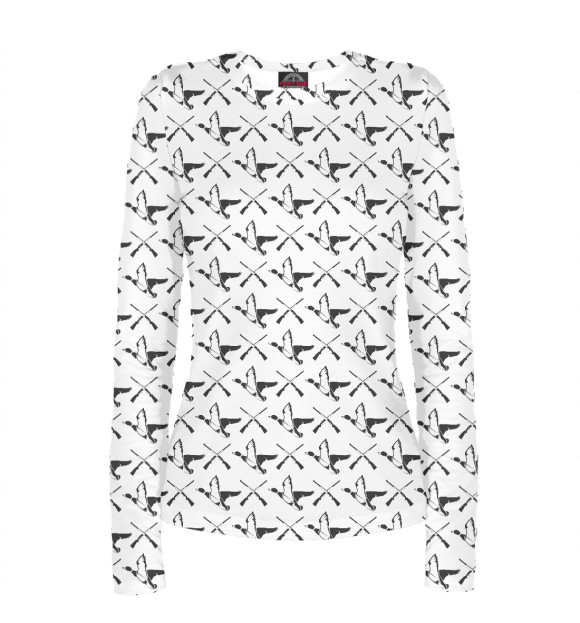 Женский лонгслив с изображением Охота на утку цвета Белый