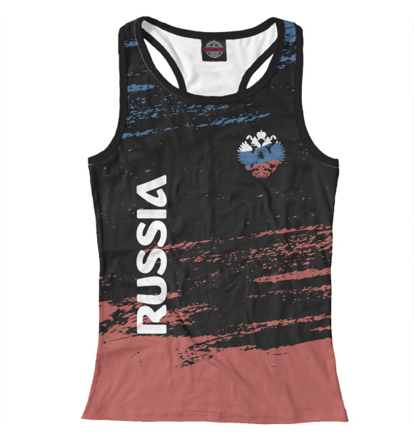 Женская майка-борцовка с изображением RUSSIA цвета Белый