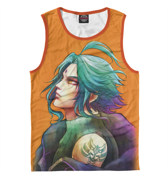 Мужская майка с изображением Genshin Impact Сяо цвета Белый