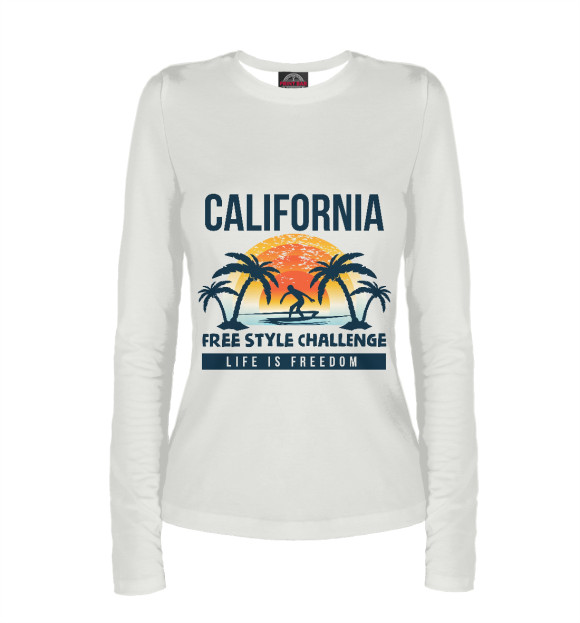 Женский лонгслив с изображением California цвета Белый